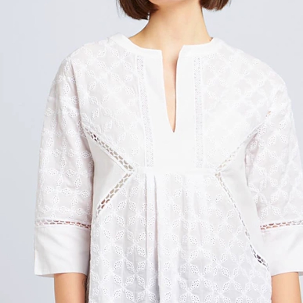 White Embroidered Tunic Top